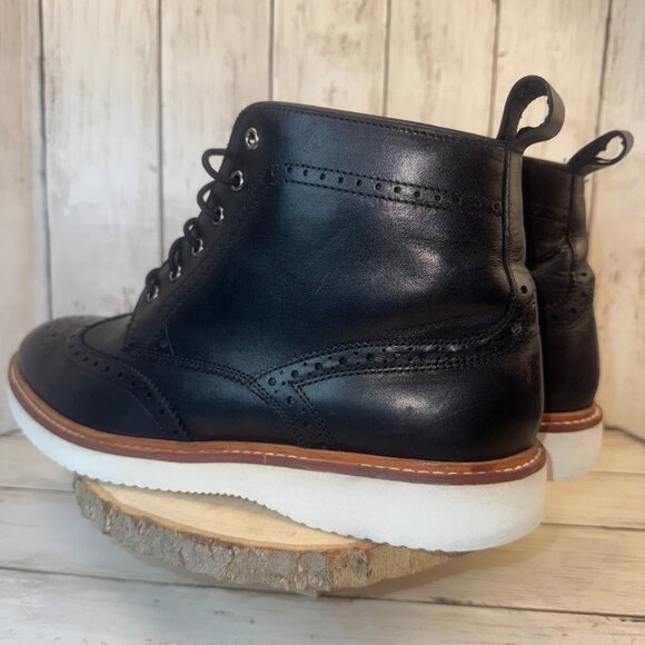 Ted Baker London Salino Black Leather Wingtip Brogue Boots US SIze 10 - Picture 4 of 11